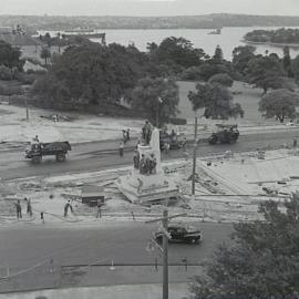 Cahill Expressway construction, repositioning Shakespeare Memorial Sculpture, Sydney, 1962