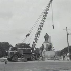 Cahill Expressway construction, repositioning Shakespeare Memorial Sculpture, Sydney, 1962