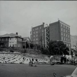 Greenknowe Avenue extension construction site, Elizabeth Bay Road Elizabeth Bay, 1963