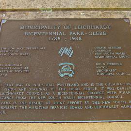 Bicentennial Park plaque, Chapman Road Annandale, 2009