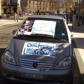 Save Union Square public rally signs, Union Street Pyrmont, 2009