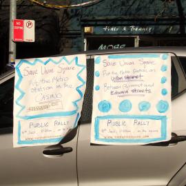 Save Union Square public rally signs, Union Street Pyrmont, 2009