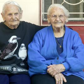 Two elderly women sitting on a bench, Sydney, 2003