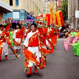Performers in street parade, Chinese New Year celebrations, Sydney, 2006