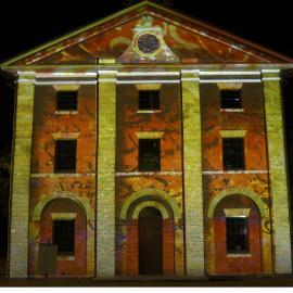 Night view, Christmas light on Hyde Park Barracks, Macquarie Street Sydney, 2005