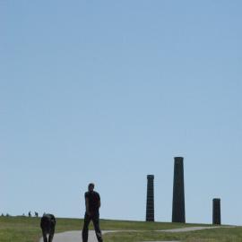 Walking the dog in Sydney Park Alexandria, 2004