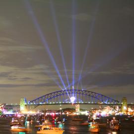 New Years Eve 2006 Fireworks and illuminated Opera House, Mrs Macquarie's Point Sydney, 2006