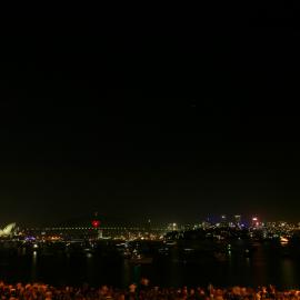 New Years Eve, illuminated heart on Harbour Bridge, Mrs Macquarie's Point Sydney Harbour, 2005