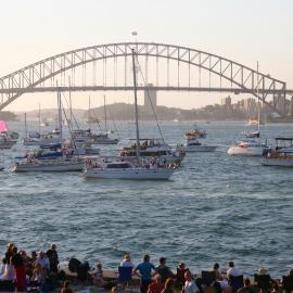 New Years Eve, spectators and moored vessels, Garden Island, Sydney Harbour, 2005