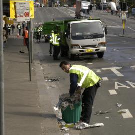 Street cleaners cleaning streets after City to Surf, William Street Woolloomooloo, 2003