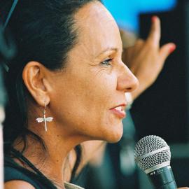 Linda Burney addresses the crowd at Yabun, Redfern Park, 2005