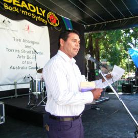 Aden Ridgeway on stage at Yabun, Redfern Park Redfern, 2005