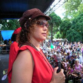 MC Leah Purcell on stage at Yabun, Redfern Park Redfern, 2005