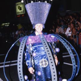 Philippa Playford in costume, Mardi Gras Parade, Oxford Street Darlinghurst, 1997
