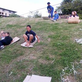 Children grass sliding at Scott Street Pyrmont, 2003