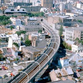 Woolloomooloo Redevelopment Project, aerial view, Forbes Street Woolloomooloo, 1980