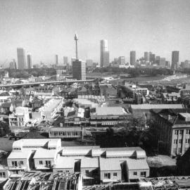 Woolloomooloo Redevelopment Project, city skyline, Bourke Street Woolloomooloo, 1970