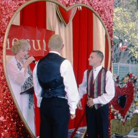 Commitment ceremony, Sydney Gay and Lesbian Mardi Gras (SGLMG), Victoria Park Camperdown, 1998