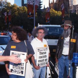 Indigenous supporters against Mandatory Sentencing outside Sydney Town Hall, 2000