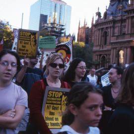 Anti mandatory sentencing rally, protestors set off down George Street Sydney, 2000 