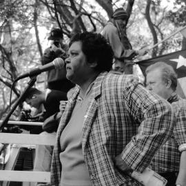 Shirley Lomas speaking to the crowd, Hyde Park, 1999