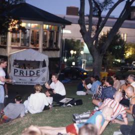 'Reinscribing Pleasure' performance in Green Park during Mardi Gras Festival, Darlinghurst, 1997