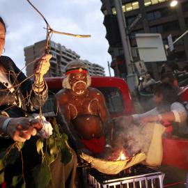 Indigenous Smoking ceremony, pre parade, 2011