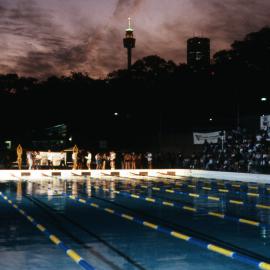 SGLMG swimming competition at night, Andrew Boy Charlton pool, Mrs Macquaries Road, 1990