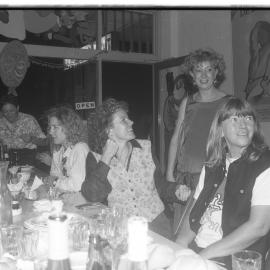 Fiona Cunningham Reid, next to Fran Kelly with Donna Dietch on her R. chatting at the dinner table post the film launch;