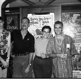 Mandy Smith, David McDiarmid, Gil Minervini and Peter Tully at the OUT Art Launch, Chippendale, 1992