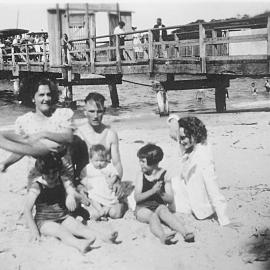 Ferry GIPPSLAND (1908-1948) with family in foreground, Balmoral Beach, 1937