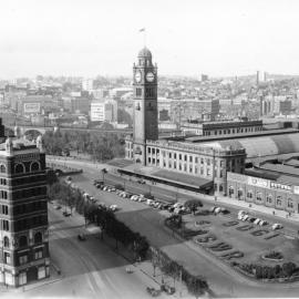 Aerial view of Central Railway Station Sydney, circa 1950s