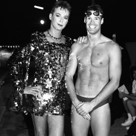 Julian Clary and Mark Tweeksbury, Swimming Carnival, Andrew (Boy) Charlton Pool Sydney, 1995