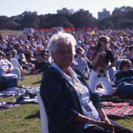 Special Guest, Indigenous elder enjoying the performances in the park, Mardi Gras, 1999