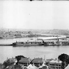 View from Rozelle across to Glebe Island and Pyrmont, 1920s