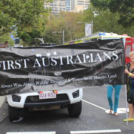 First Australians, Lead Float at Mardi Gras Parade, Whitlam Square Darlinghurst, 2013