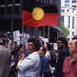 Crowd gathered near Chifely Plaza against Racism Rally, 1999