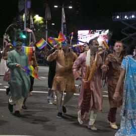 Indian men, Sydney Gay and Lesbian Mardi Gras parade, Taylor Square Darlinghurst, 2014