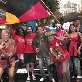 Indigenous Group leading the Mardi Gras parade, before the start, 2012