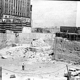 Excavation site for foundations of AMP Building, Alfred Street Circular Quay, 1950s