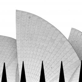 Opera House roof with fence Spikes, Circular Quay Sydney, 1993