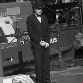Busker dressed as Charlie Chaplin, Circular Quay Sydney, 2001