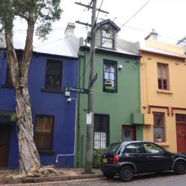 Colourful facades of terrace houses, Fitzroy Street, Surry Hills, 2011
