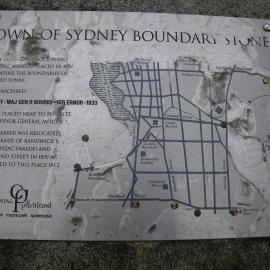 Town of Sydney boundary stone, corner Cleveland Street and South Dowling Street Moore Park, 2010