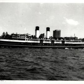 Manly ferry CURL CURL leaves for Manly, 1960s.