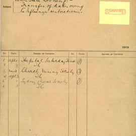 File - Town Hall bookings transfer of dates owing to influenza restrictions, 1919