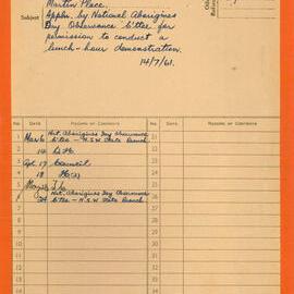 File - Use of Martin Place for demonstration by the National Aborigines Day Observance Committee, 1961