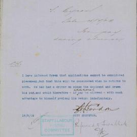 T. Byron. [For sick pay during absence from work as result of accident]