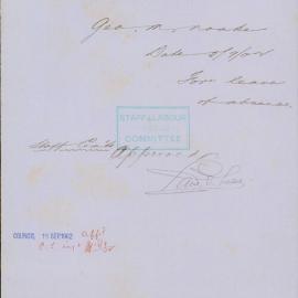 George M. Noake - Town Clerk. Request for leave of absence.