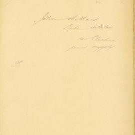John Willard, Civil and Mechnical Engineer - Town Clerk. Request for power supply for Coffee